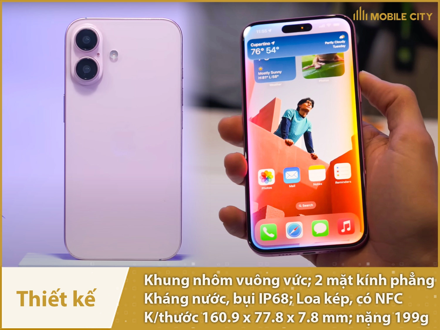 Thiết kế iPhone 16 Plus vuông vức, sang trọng; hỗ trợ IP68