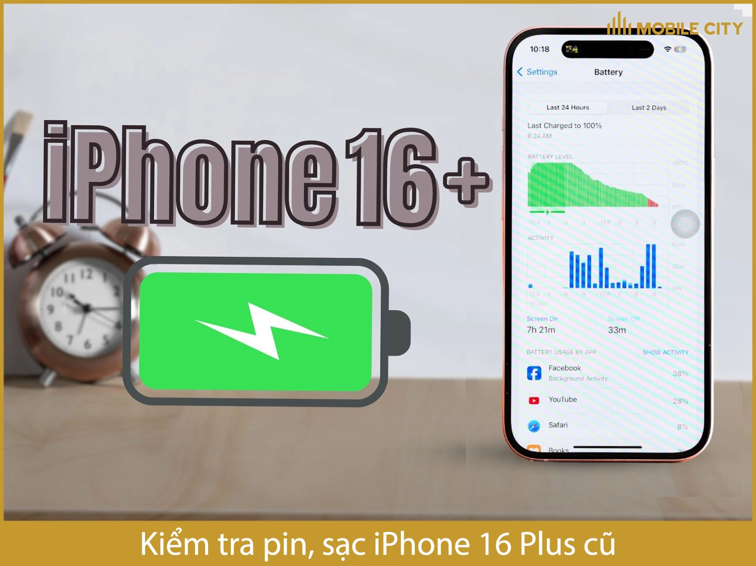 Kiểm tra chất lượng pin, sạc iPhone 16 Plus cũ