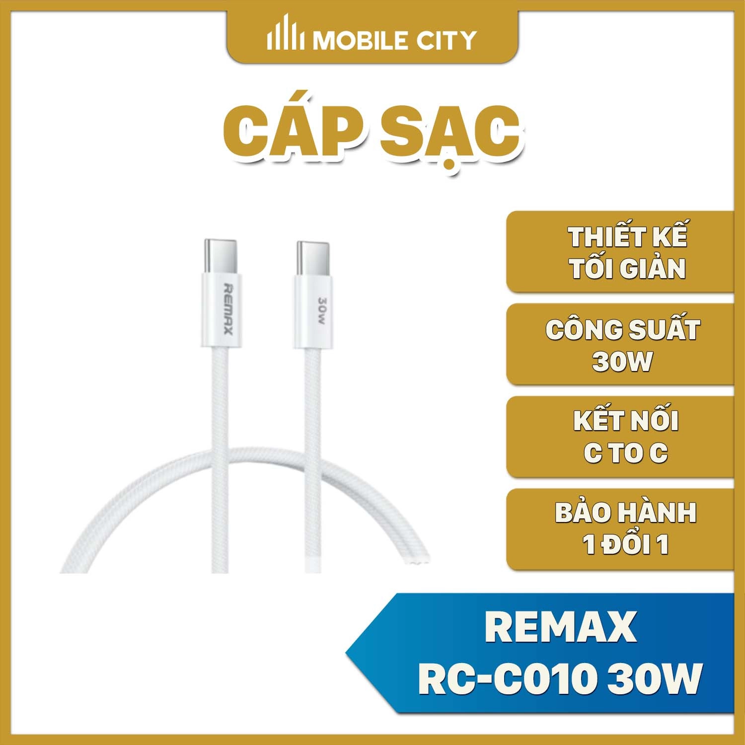 Cáp sạc nhanh Remax RC-C010 30W