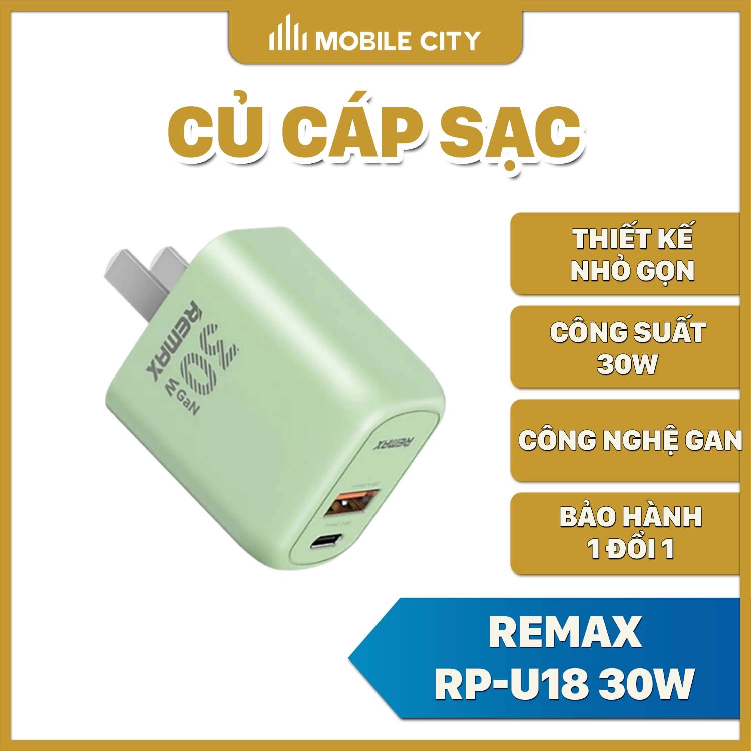 Củ sạc nhanh 2 cổng Remax RP-U18 30W