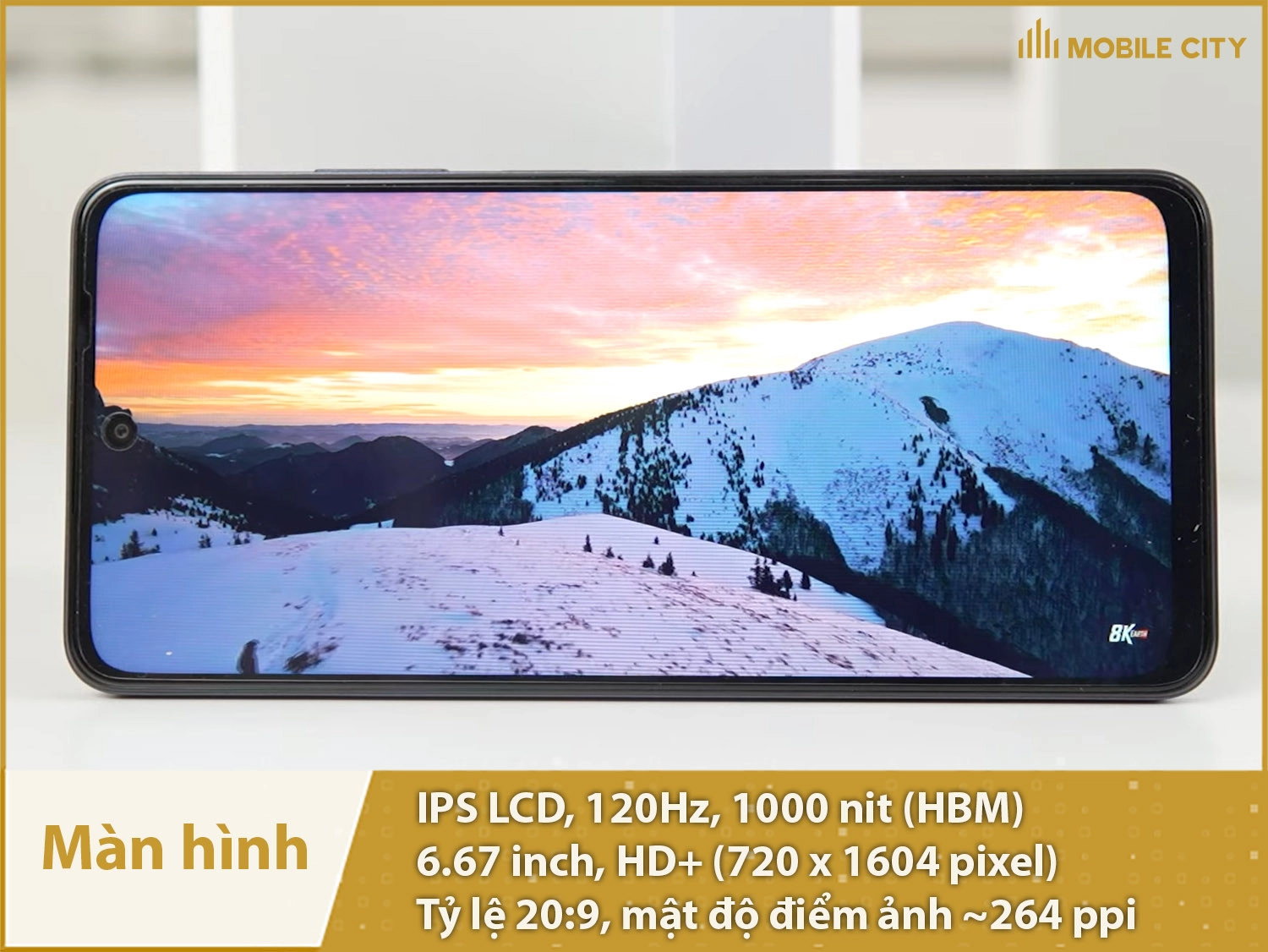 Màn hình 6,67 inch, IPS LCD 120Hz, độ sáng 1000nit