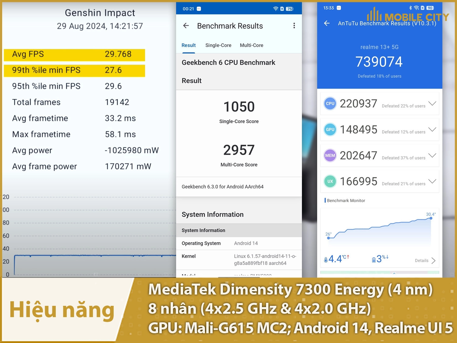 Hiệu năng mạnh với Dimensity 7300 Energy & phần mềm Realme 5.0 mượt mà