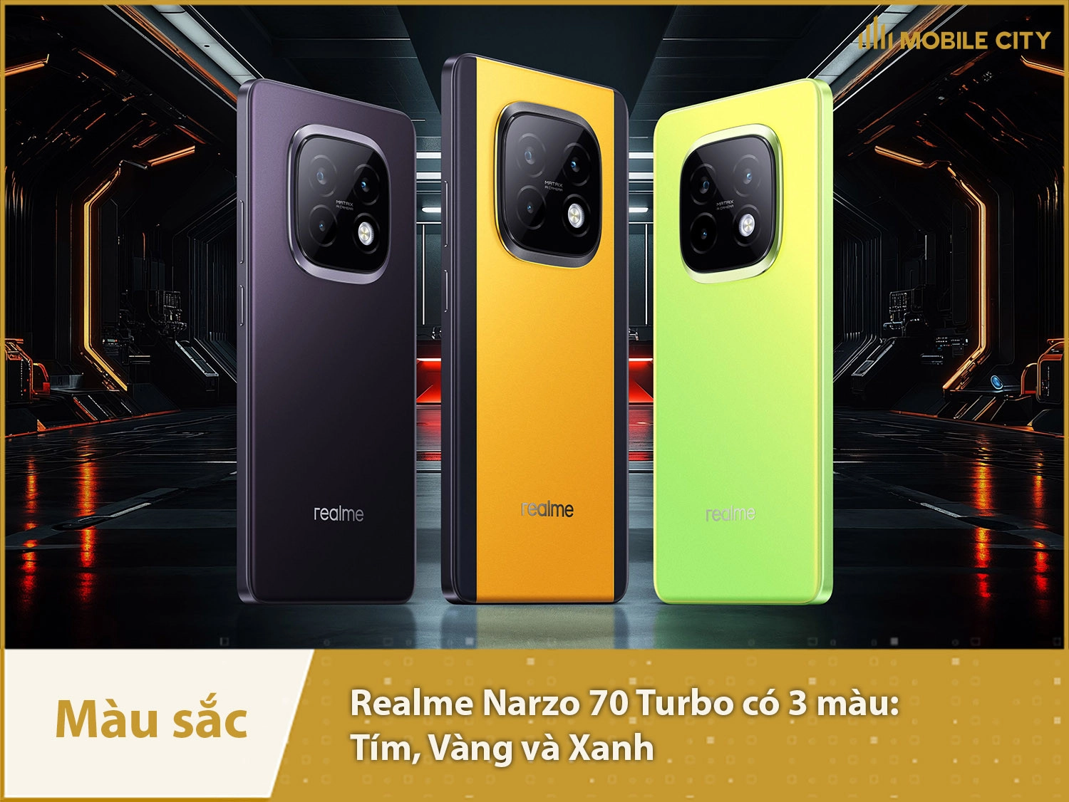 Realme Narzo 70 Turbo có 3 màu sắc nổi bật