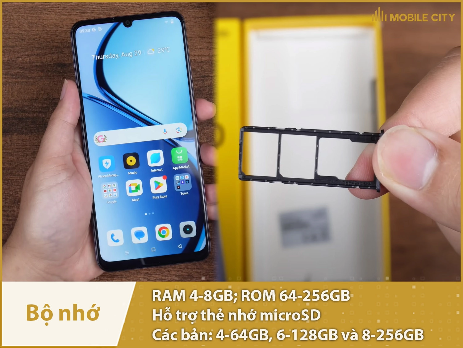 Realme Note 60 có 3 phiên bản bộ nhớ: 4-64GB, 6-128GB và 8-256GB