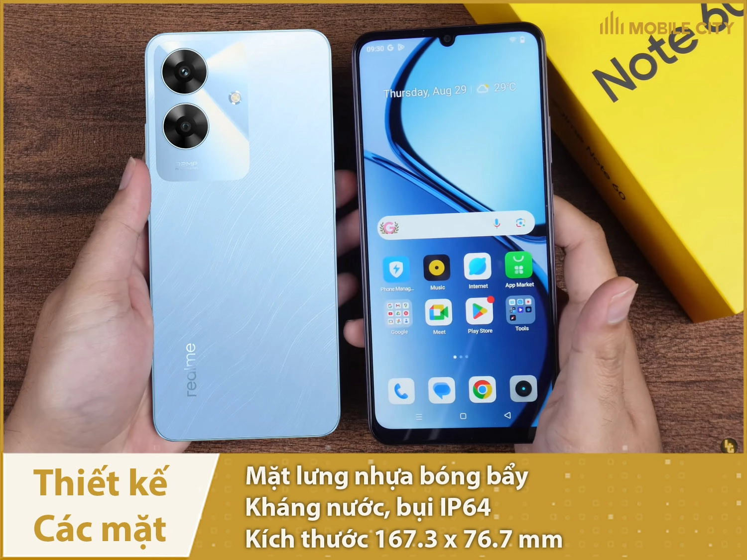 Thiết kế Realme Note 60 bóng bẩy, sang trọng