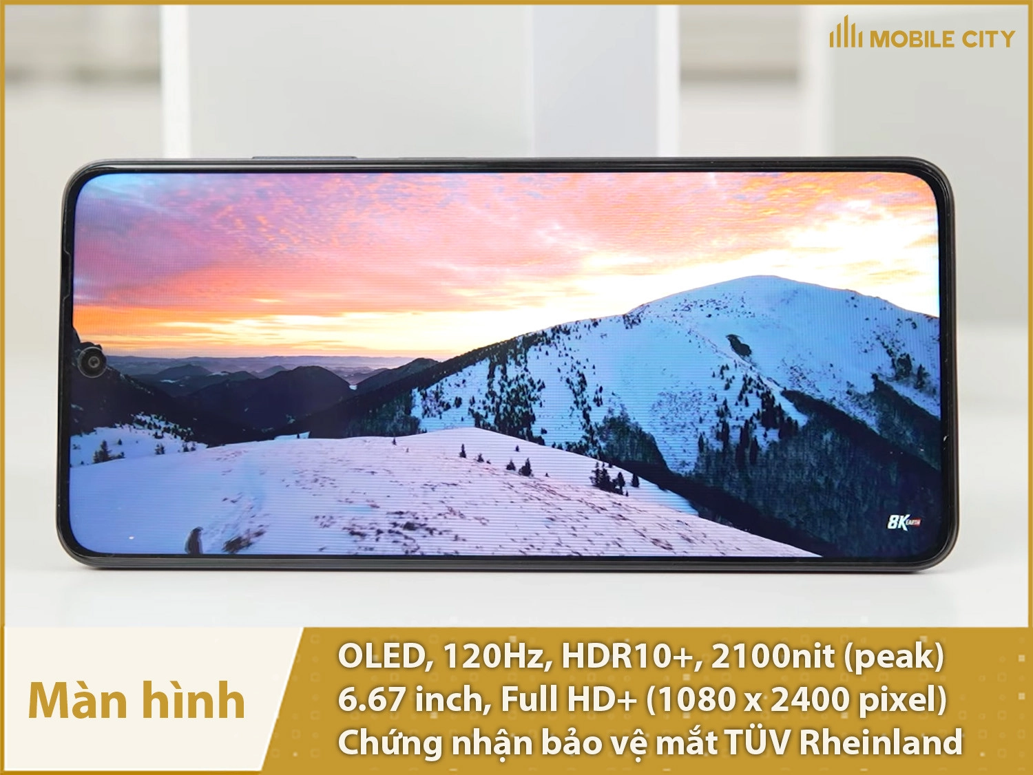 Màn hình OLED 120Hz siêu mượt, độ sáng 2100nit có chứng nhận bảo vệ mắt