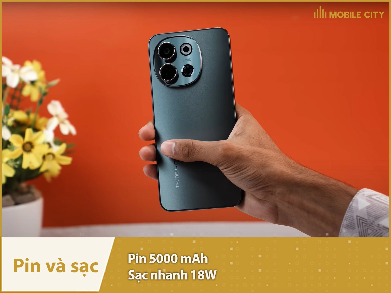 Pin Tecno POVA 6 Neo 5G đủ lớn 5000mAh & Sạc nhanh 18W