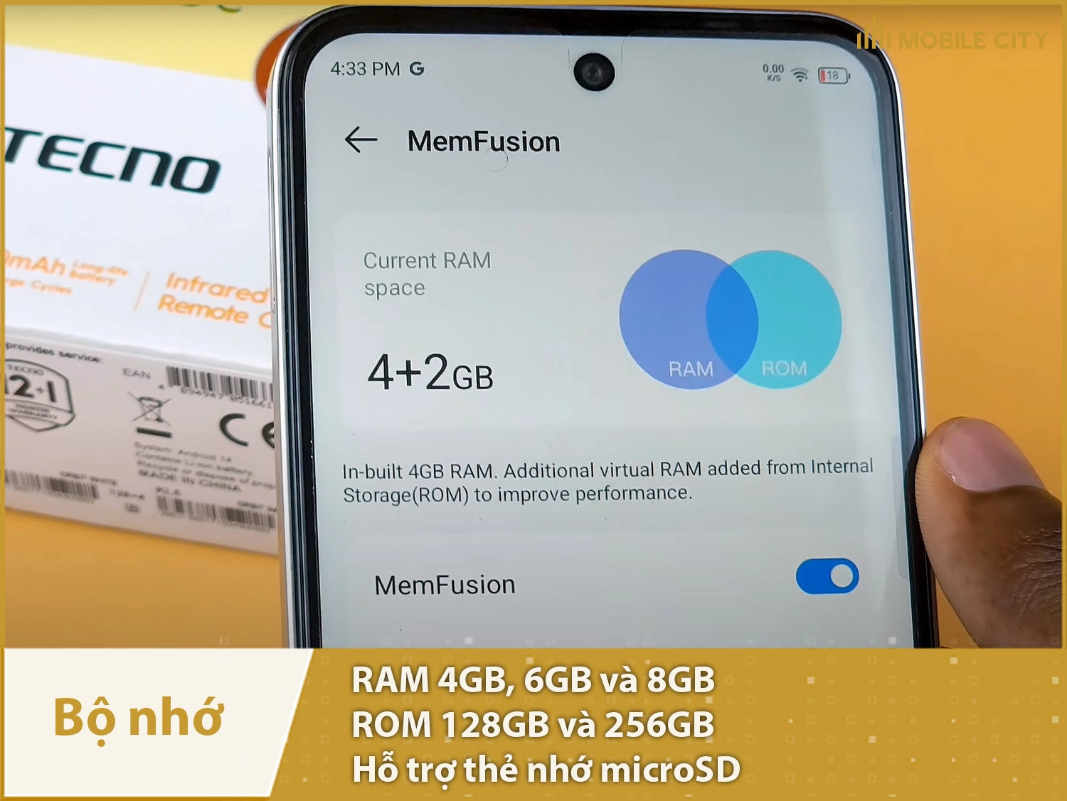 Tecno Spark 30C có 4 phiên bản bộ nhớ: 4-128GB, 6-128GB, 4-256GB và 8-256GB