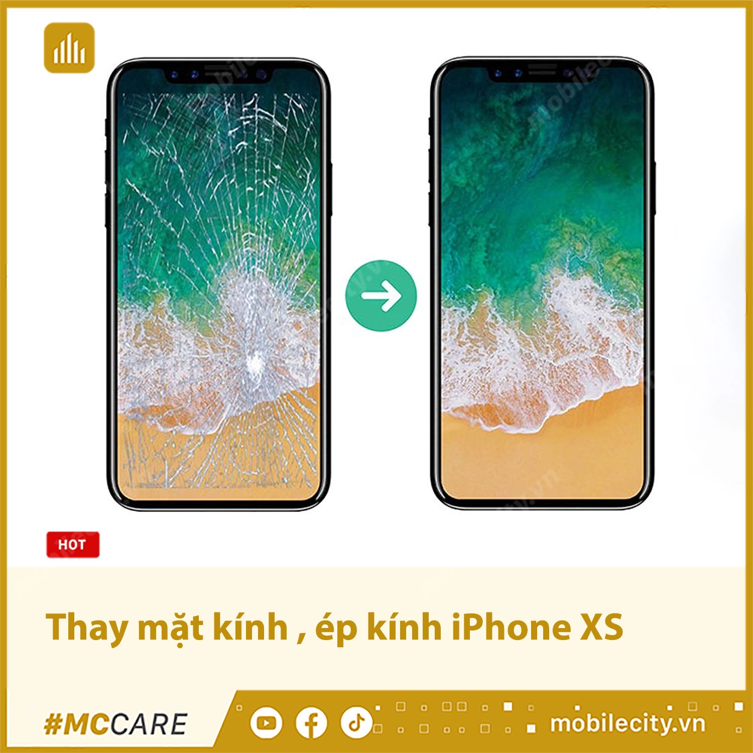 Thay mặt kính, ép kính iPhone XS