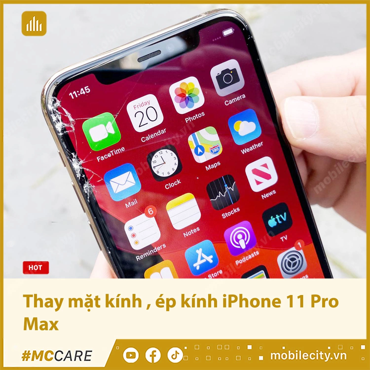 Thay mặt kính, ép kính iPhone 11 Pro Max