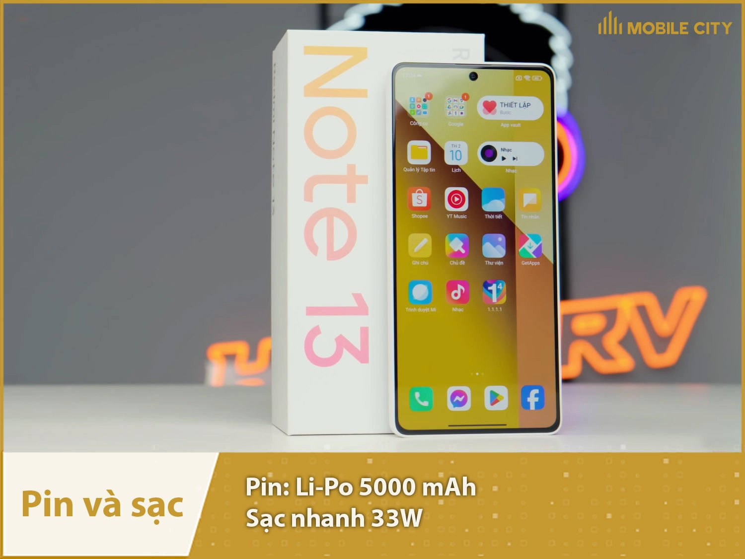 Redmi Note 13 có pin 5000mAh; sạc nhanh 33W