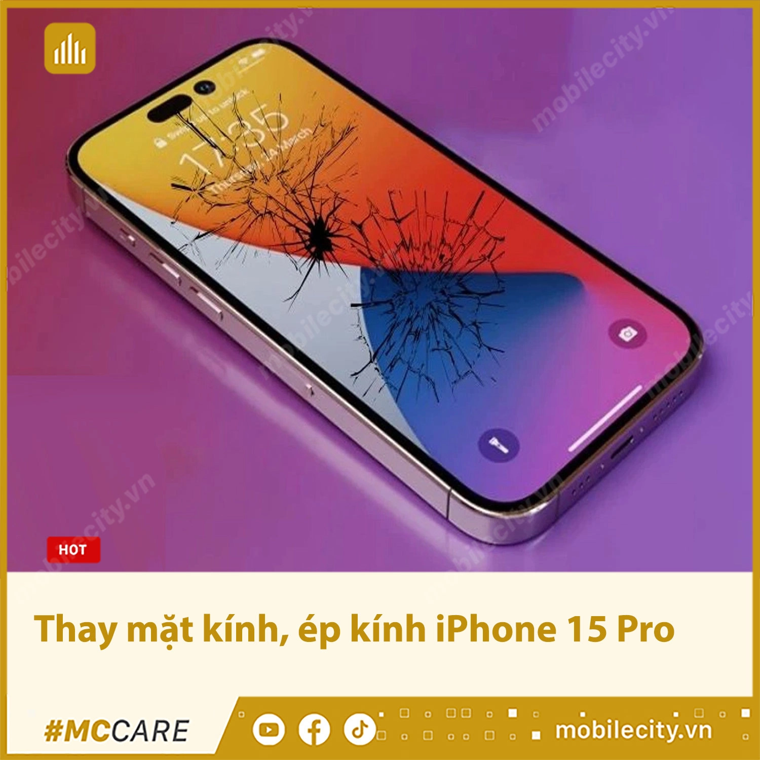 Thay mặt kính, ép kính iPhone 15 Pro