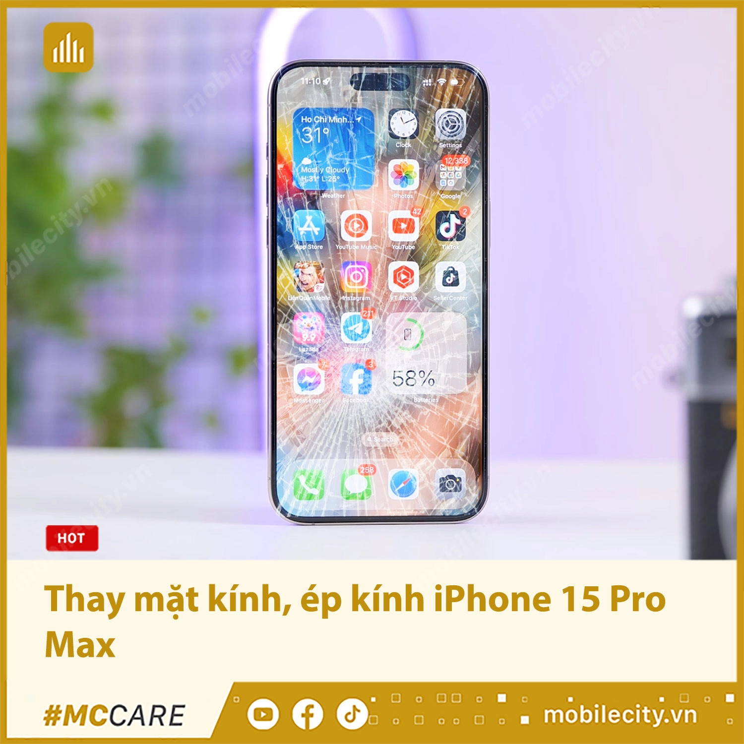 Thay mặt kính, ép kính iPhone 15 Pro Max