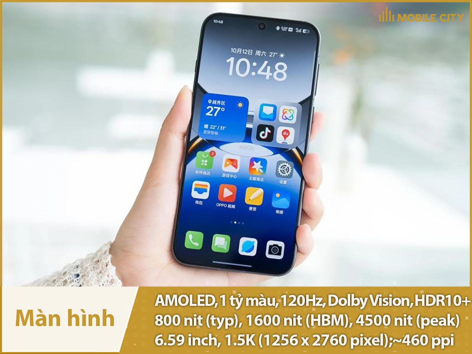 Màn hình AMOLED 1 tỷ màu, 4500nit