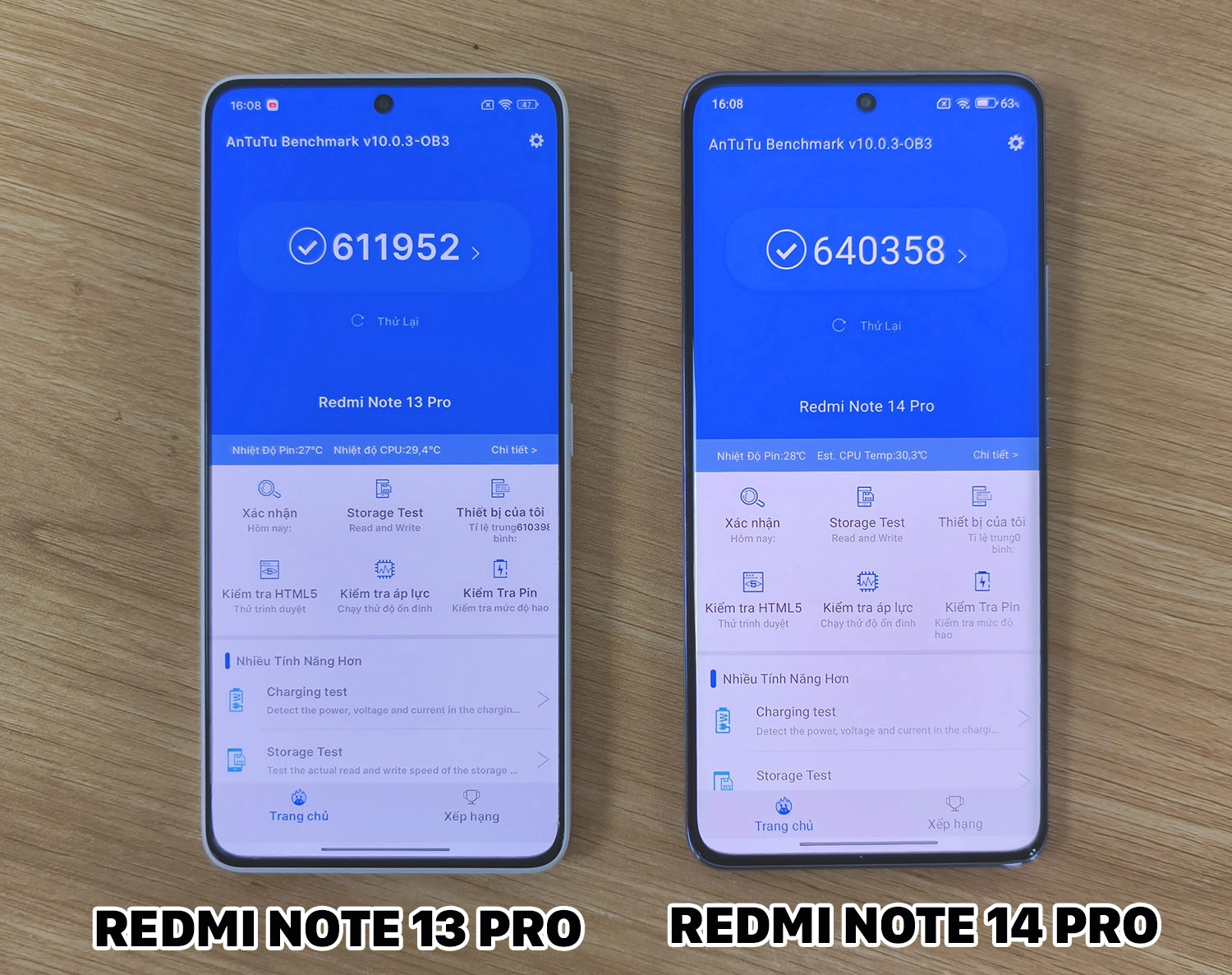 So sánh Redmi Note 14 Pro vs Redmi Note 13 Pro: Redmi Note 14 Pro có điểm AnTuTu cao hơn