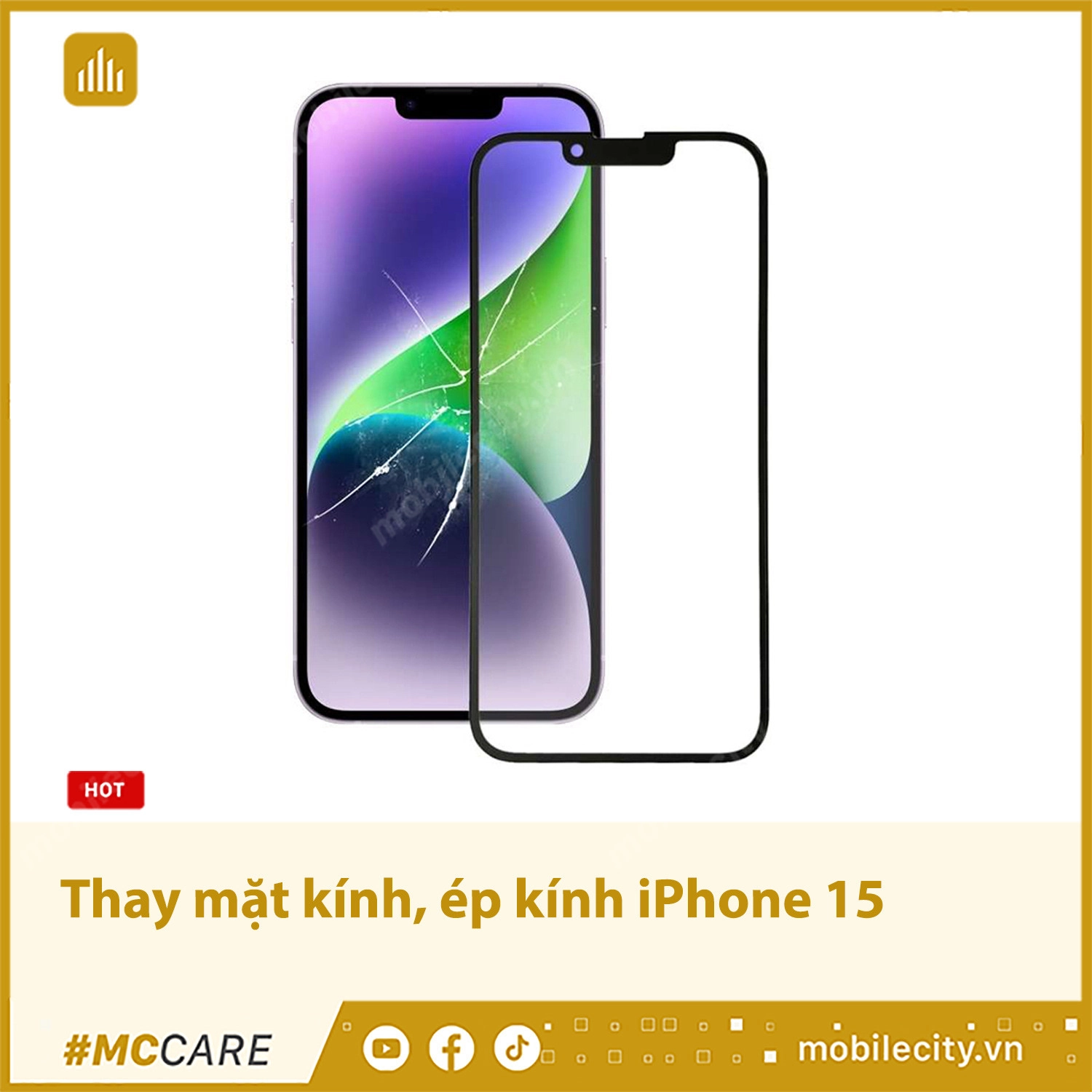 Thay mặt kính, ép kính iPhone 15