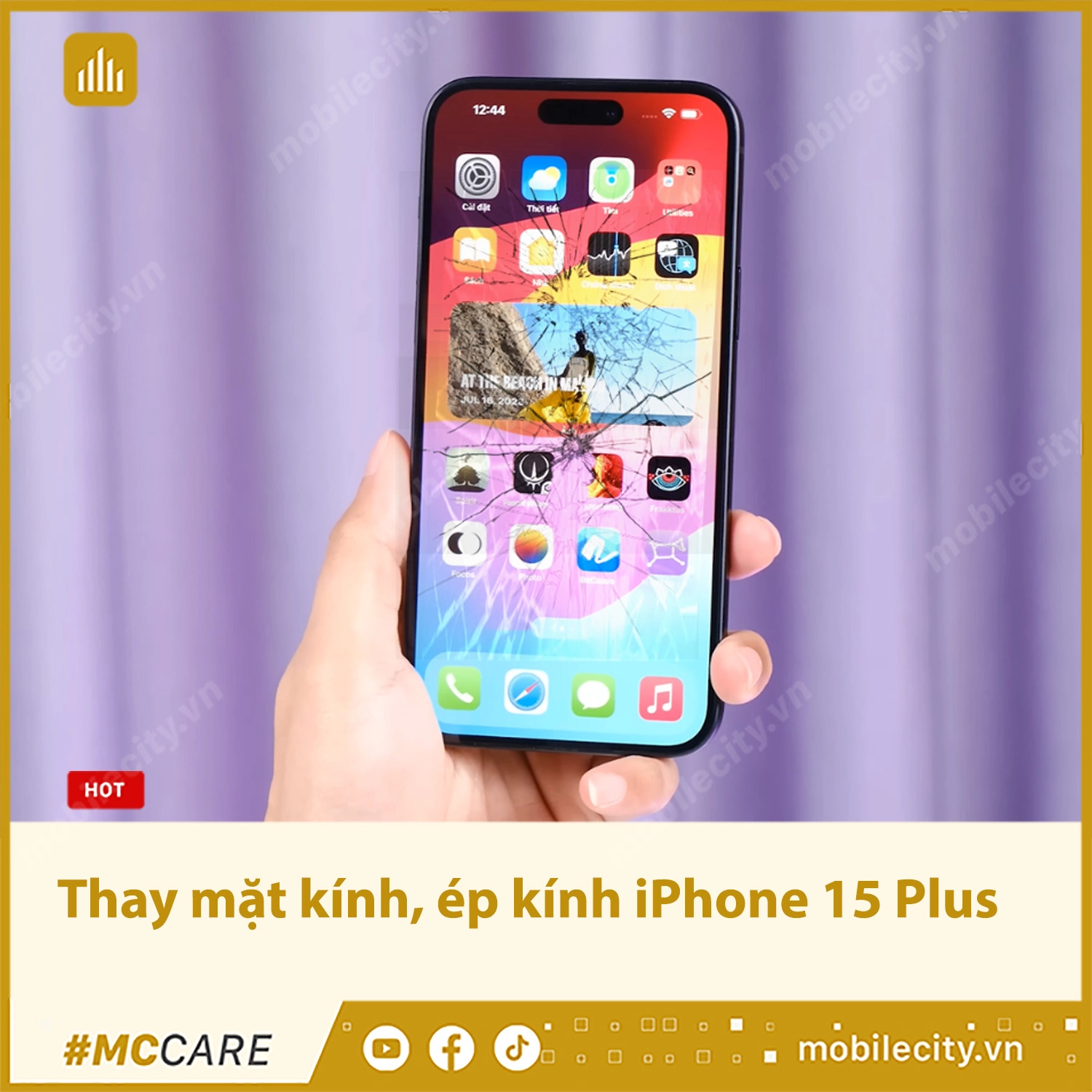 Thay mặt kính, ép kính iPhone 15 Plus