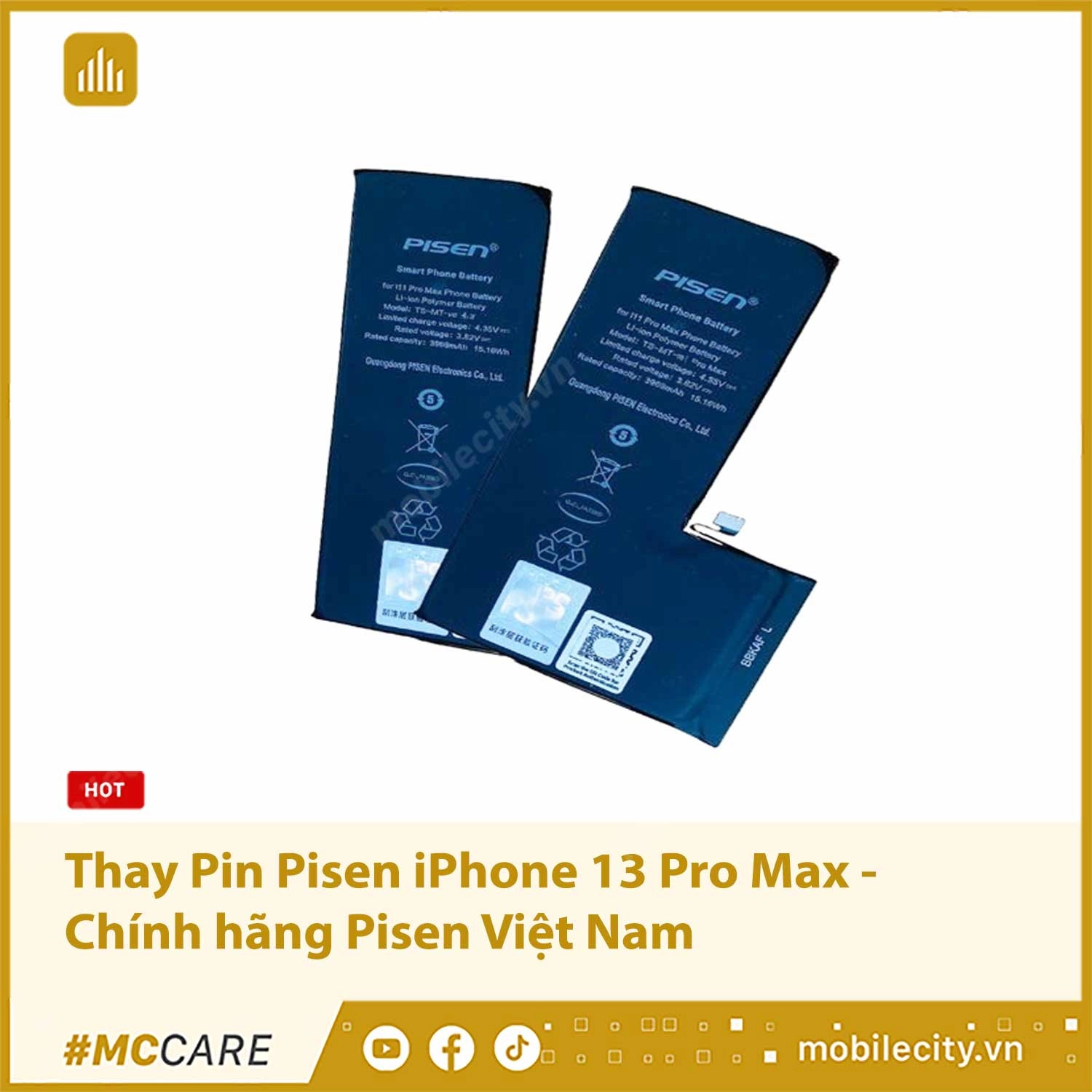 Thay Pin Pisen iPhone 13 Pro Max - Chính hãng Pisen Việt Nam