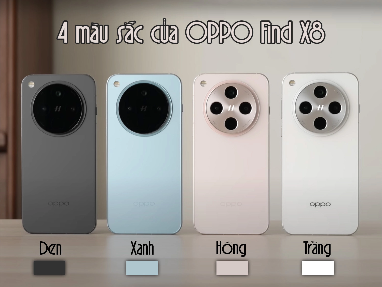 Find X8 có 4 màu sắc gồm: Đen, Trắng, Xanh dương và Hồng