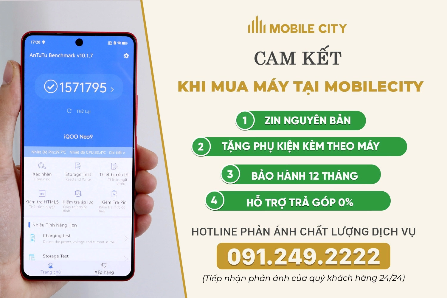 Cam kết khi mua iQOO Neo 9 cũ tại MobileCity