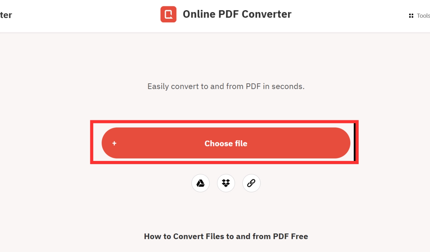 Truy cập web và chọn Choose File