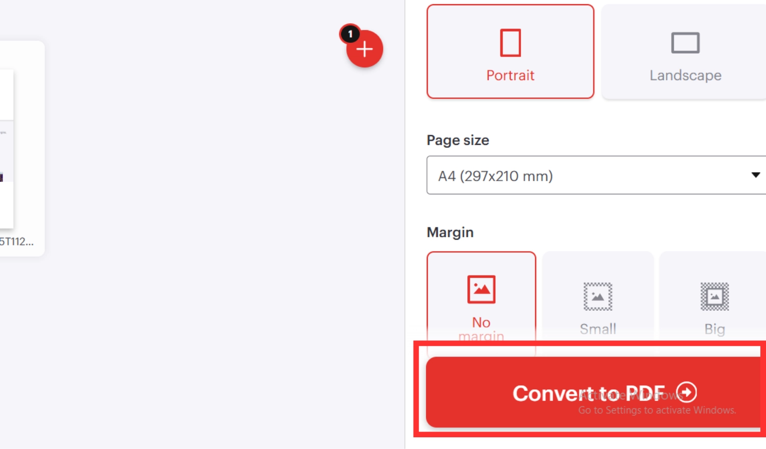 Tải ảnh và chọn Convert to PDF