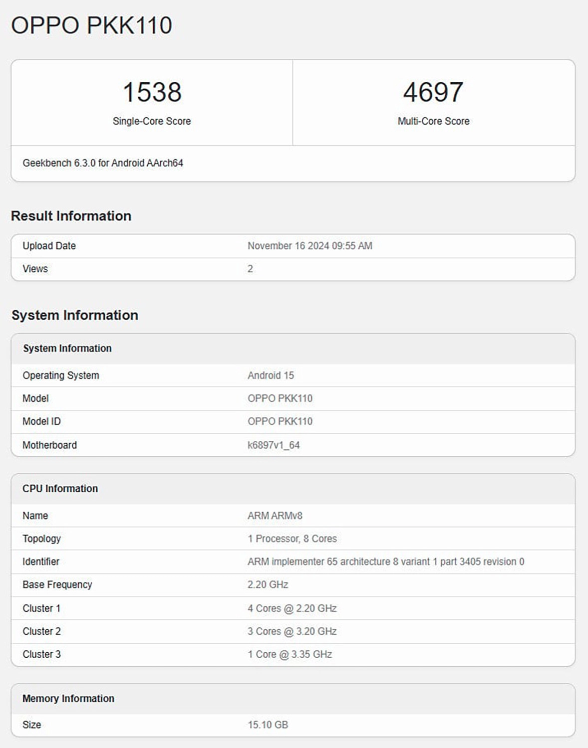 Điểm Geekbench OPPO Reno 13 Sereis