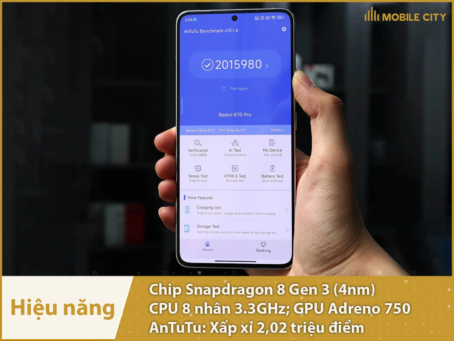 Hiệu năng Redmi K70 Pro có hiệu năng cực mạnh