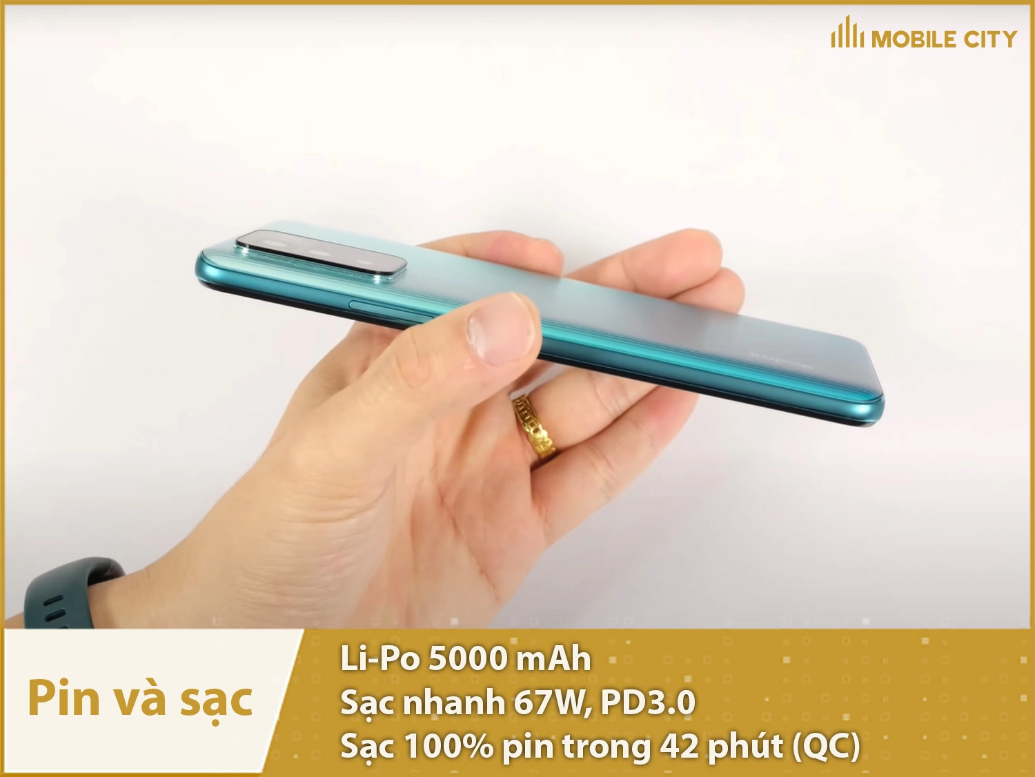 Pin 5000mAh khá lớn & sạc nhanh 67W ấn tượng