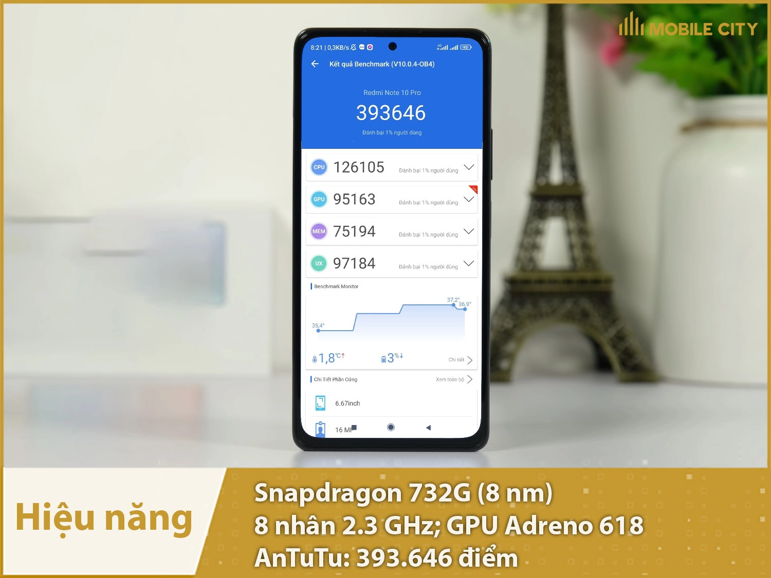 Redmi Note 10 Pro Chính hãng có hiệu năng mượt mà với gần 400 nghìn điểm AnTuTu