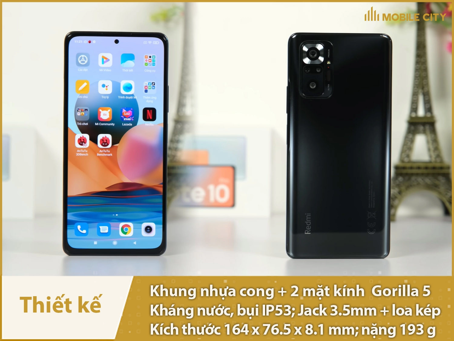 Thiết kế Redmi Note 10 Pro 2 mặt kính sang trọng