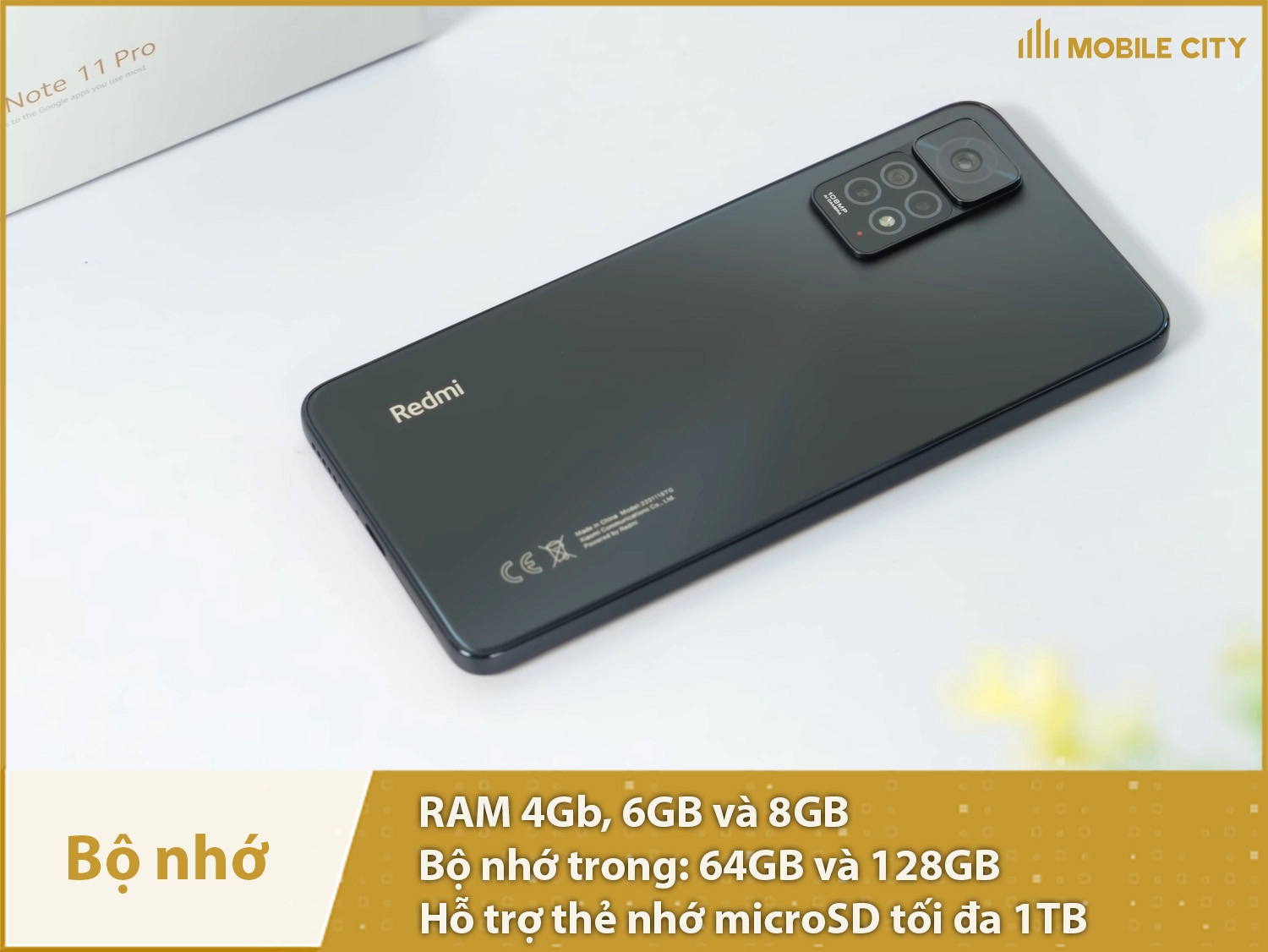 Redmi Note 11 Pro 4G có RAM 4-8GB & Bộ nhớ trong 64-128GB