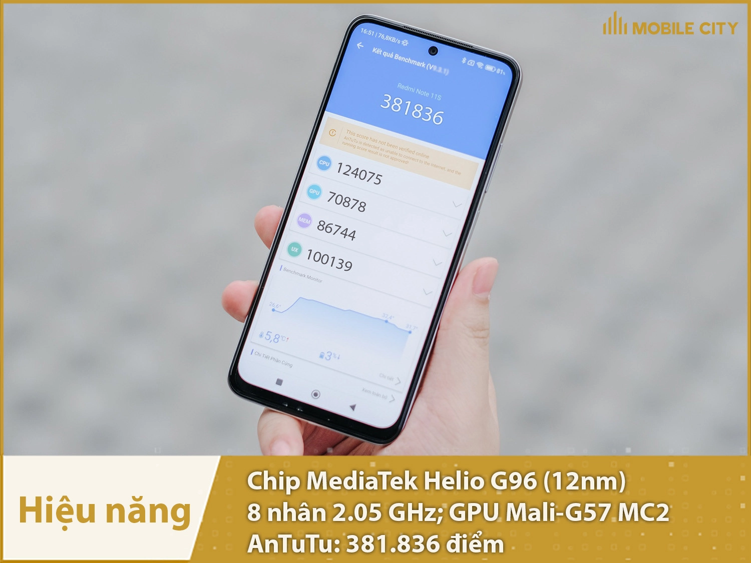 Redmi Note 11S có hiệu năng mạnh mẽ với hơn 381 nghìn điểm AnTuTu