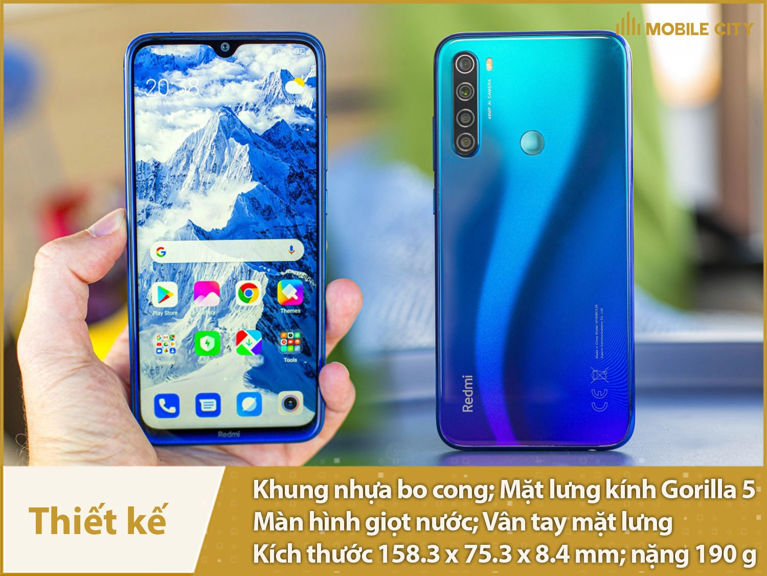 Thiết kế Redmi Note 8 bóng bẩy, sang trọng