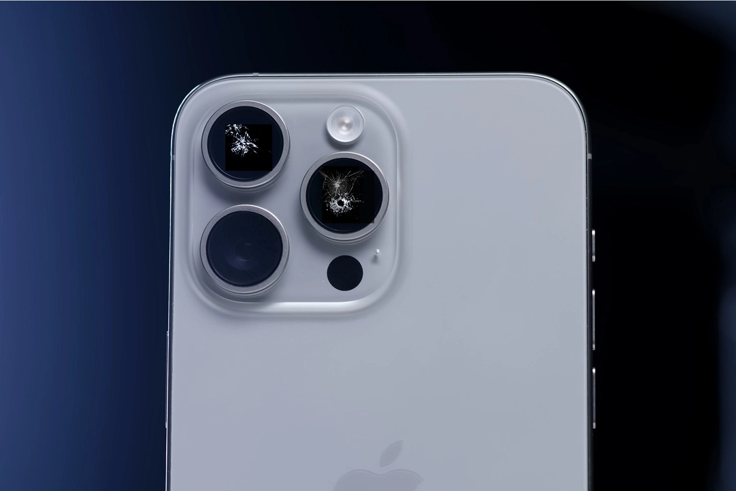 Sửa Camera đốm, rung iPhone 15 Pro Max, Kính Camera vỡ cũng là nguyên nhân gây lỗi đốm hay rung trên máy ảnh iPhone 15 Pro Max