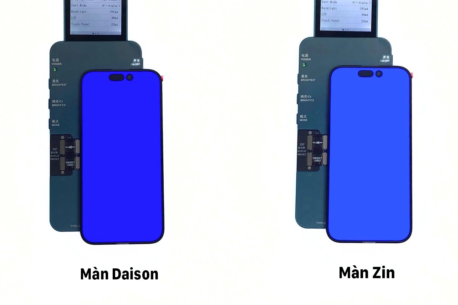 Thay màn hình Daison iPhone 14 Pro Max, Độ sáng màn hình Daisin kém hơn màn hình Chính hãng