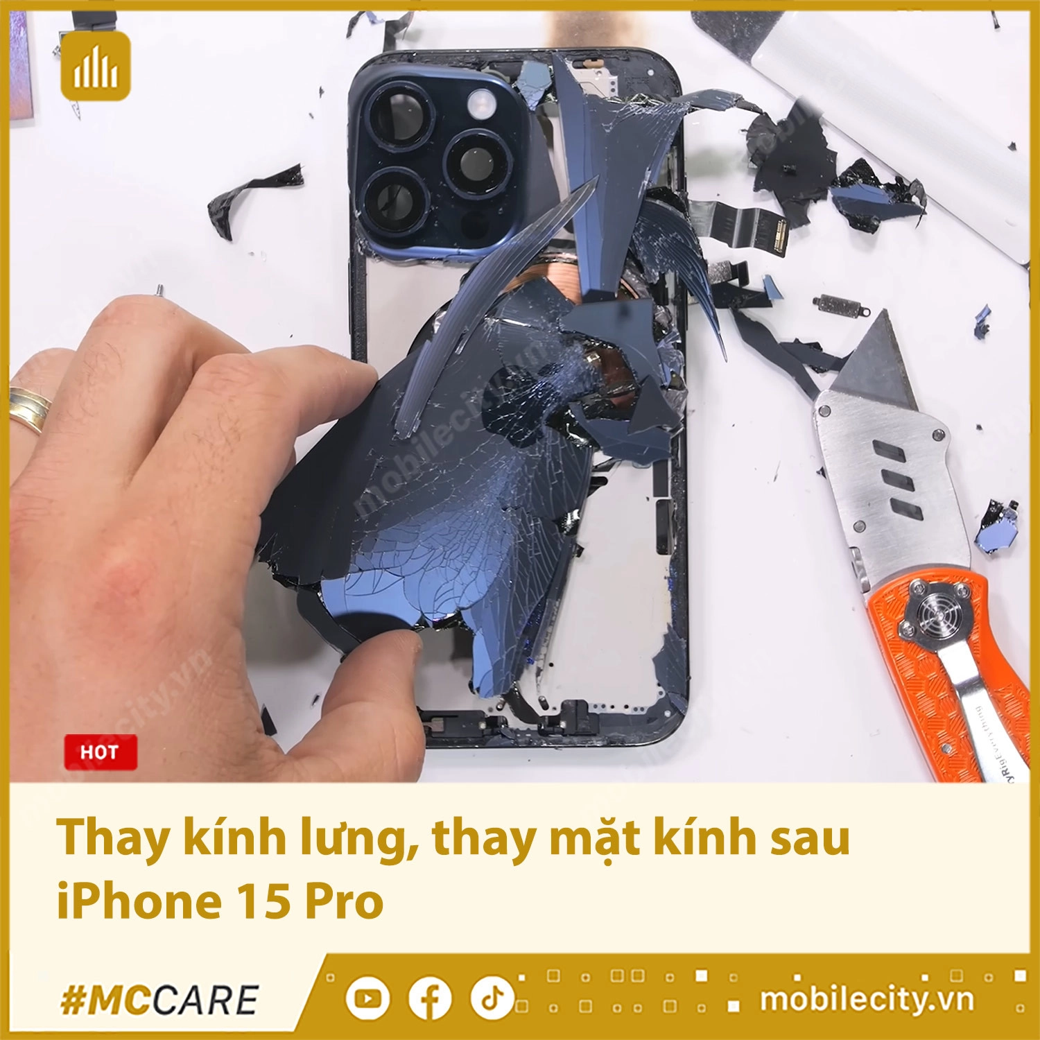 Thay kính lưng, thay mặt kính sau iPhone 15 Pro