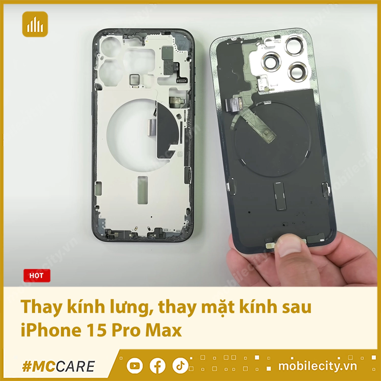 Thay kính lưng, thay mặt kính sau iPhone 15 Pro Max