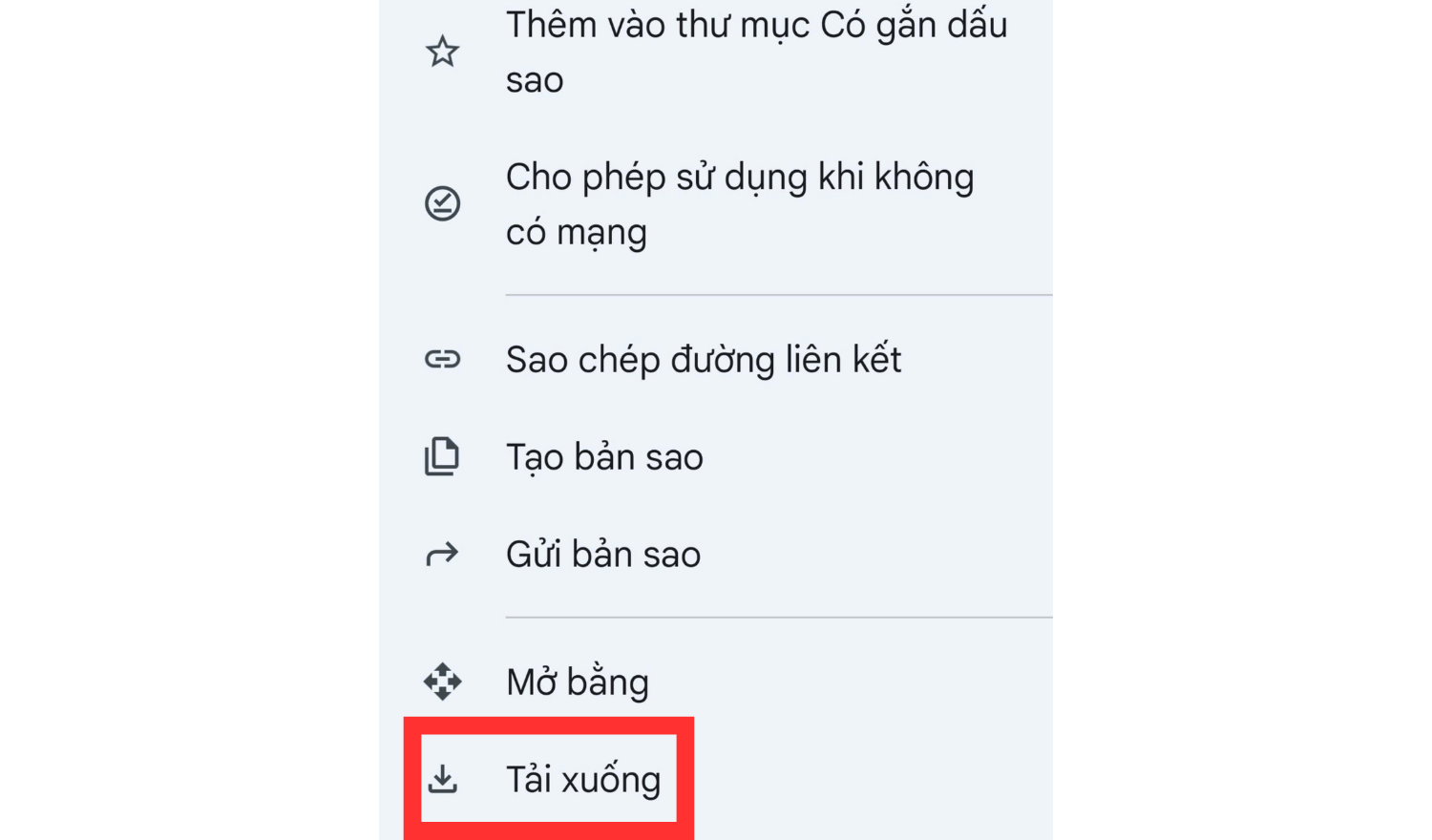 Chọn mục Tải xuống