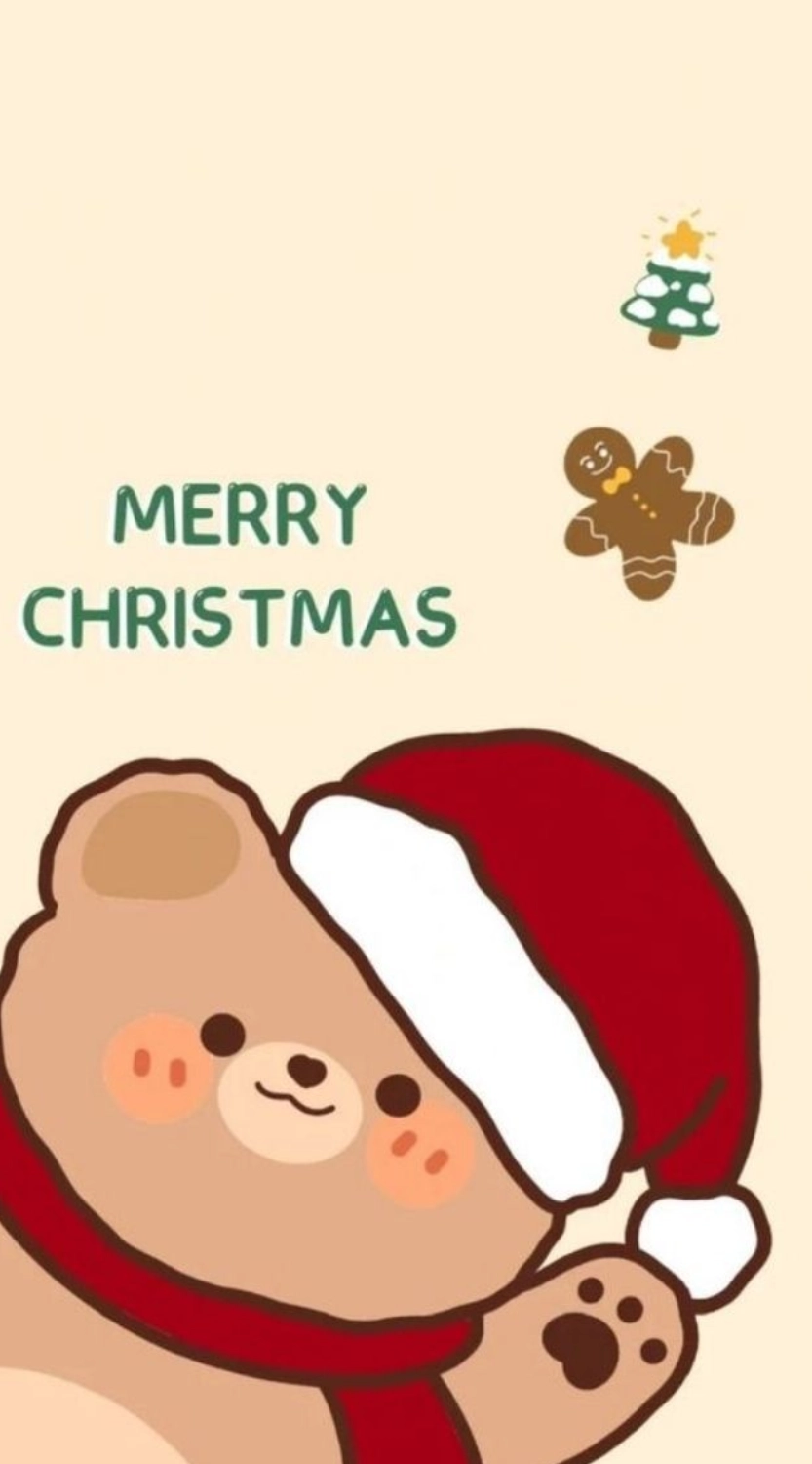 Chú gấu đội mũ noel cute