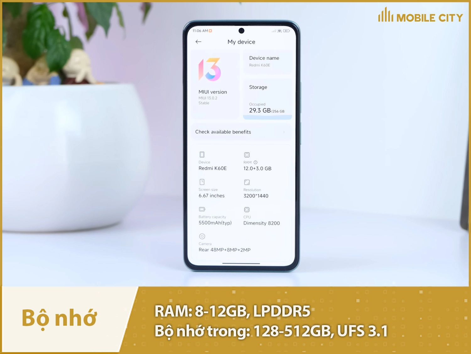 Redmi K60E có 4 phiên bản bộ nhớ