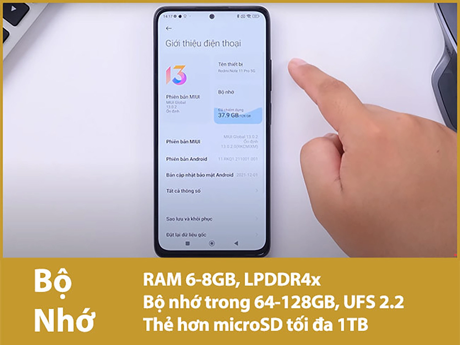 Redmi Note 11 Pro 5G có RAM 4-8GB & bộ nhớ trong 64-128GB