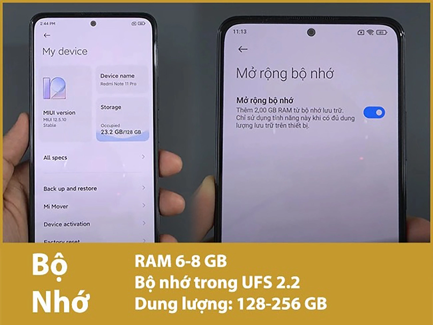 Redmi Note 11 Pro có RAM 6-8GB & ROM 128-256GB