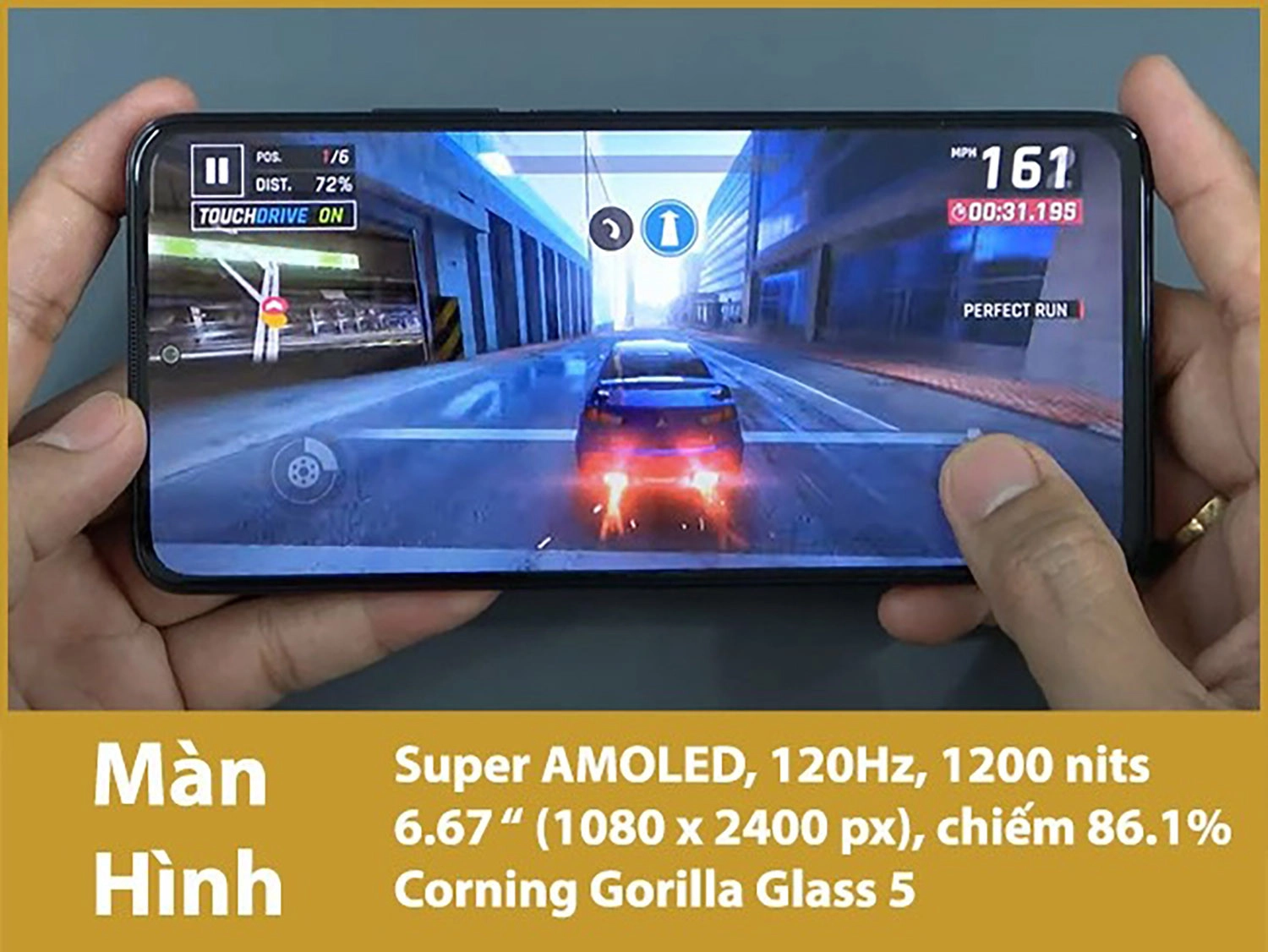 Màn hình Super AMOLED 120Hz, độ sáng cao 1200nit