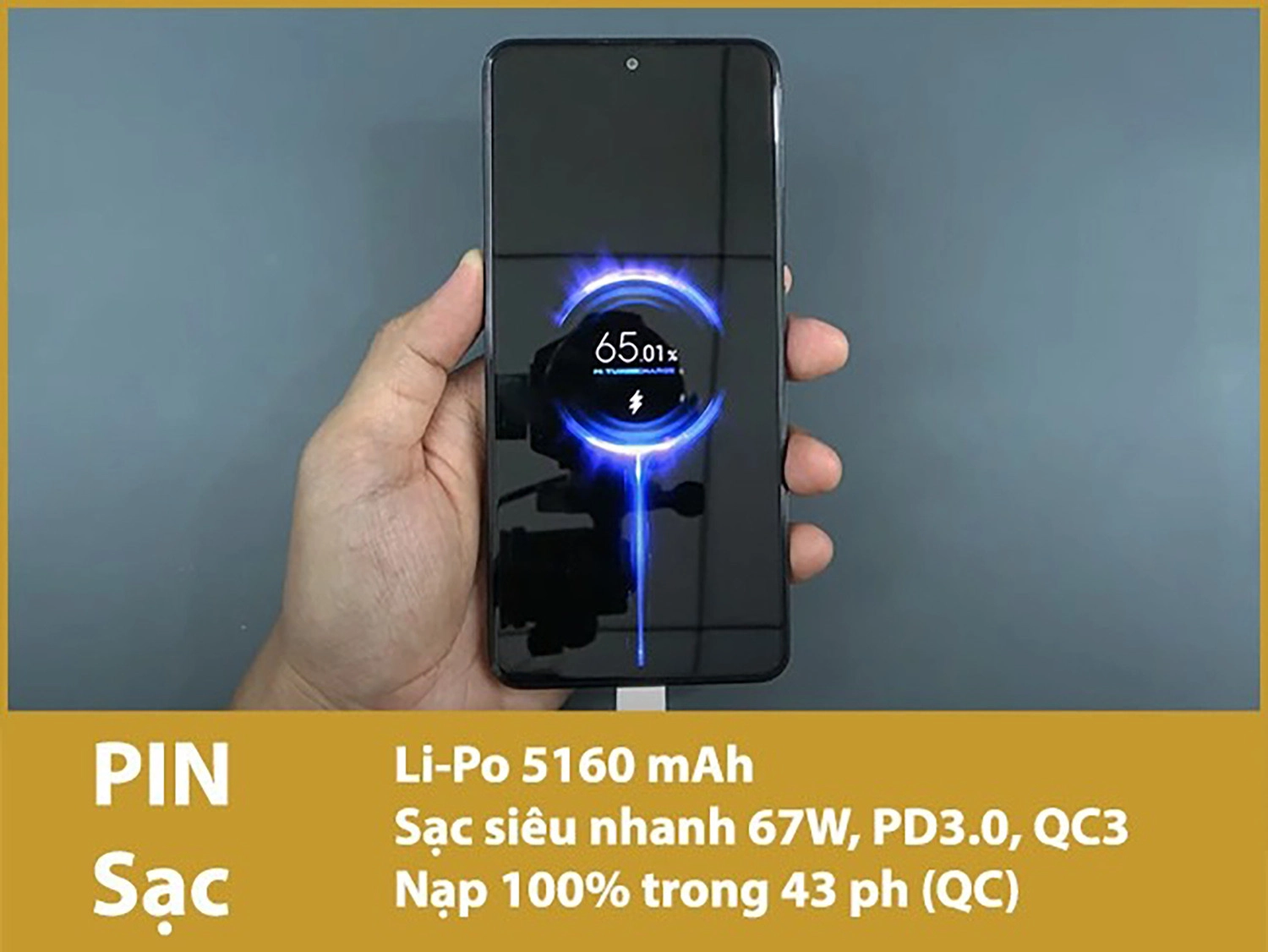 Pin 5160 mAh; Sạc nhanh 67W