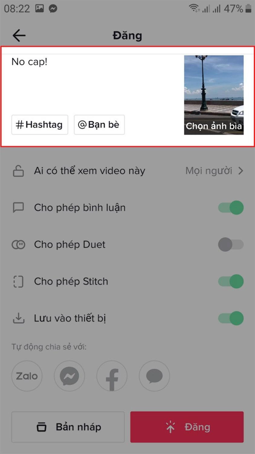 Thêm mô tả cho video