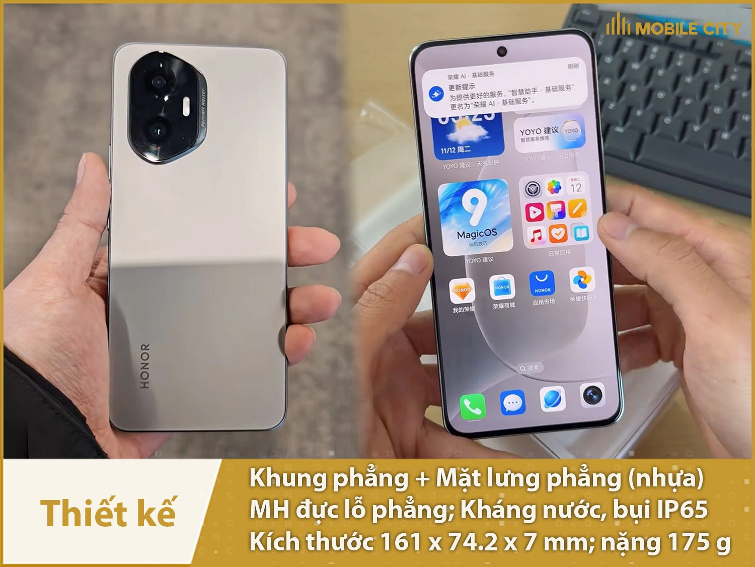 Thiết kế Honor 300 vuông vức tinh tế