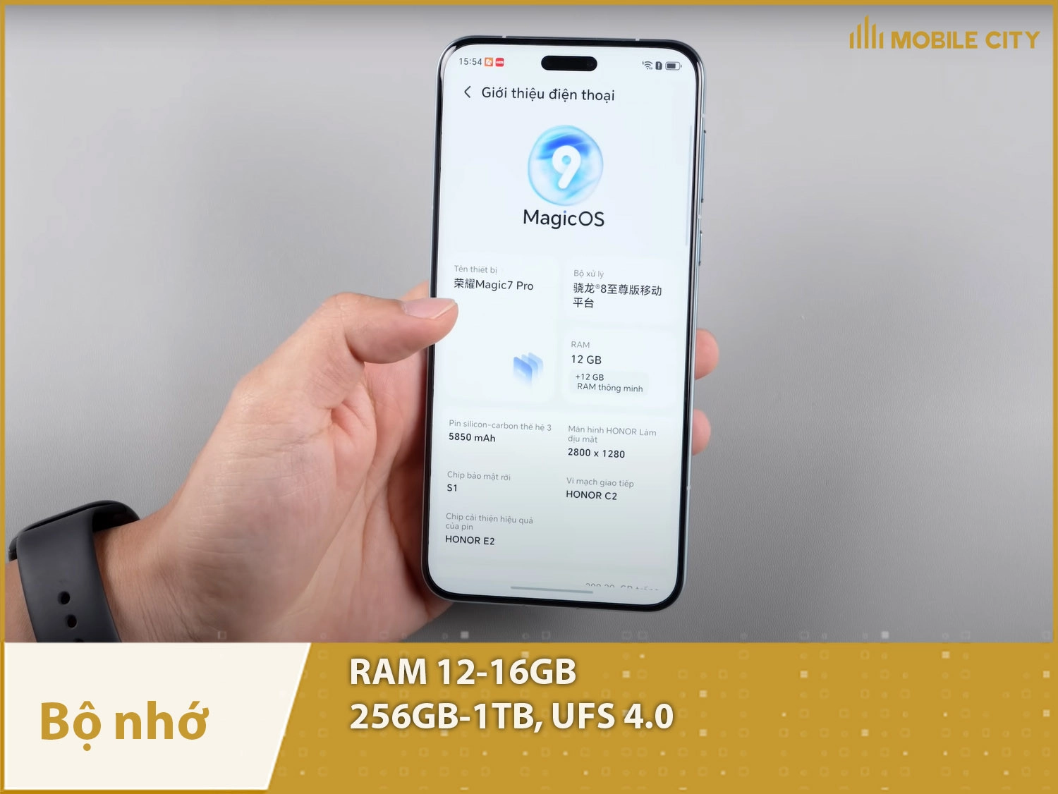 Honor Magic7 Pro có RAM 12-16GB & Bộ nhớ trong 256GB-1TB