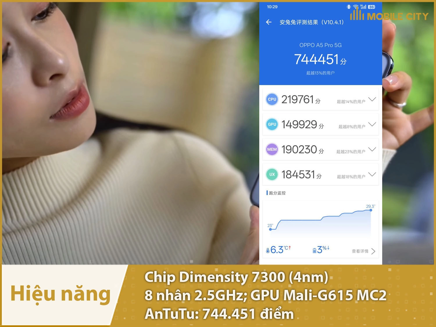 OPPO A5 Pro có hiệu năng mạnh mẽ với hơn 744 nghìn điểm AnTuTu