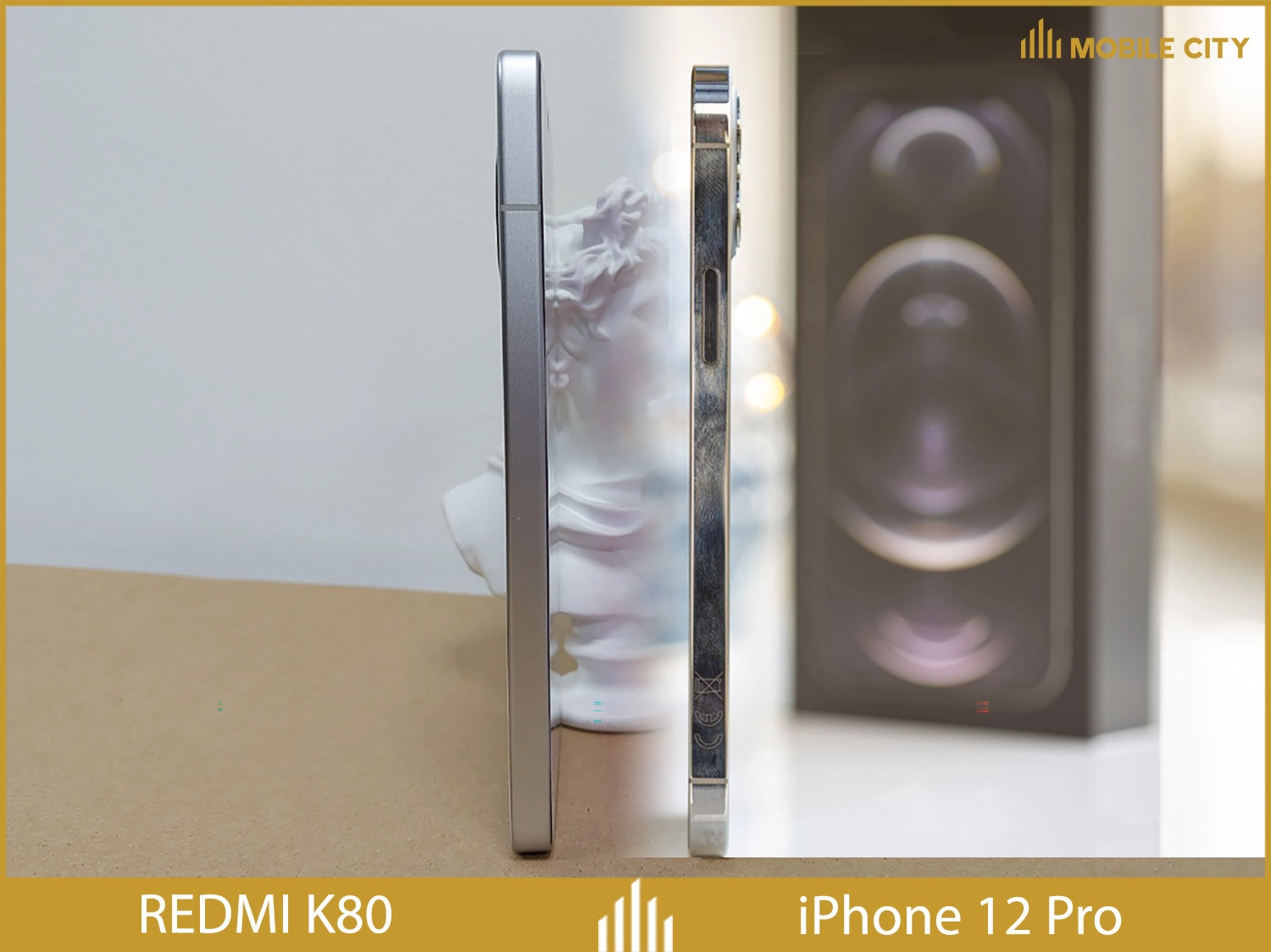 Cạnh trái REDMI K80 vs iPhone 12 Pro